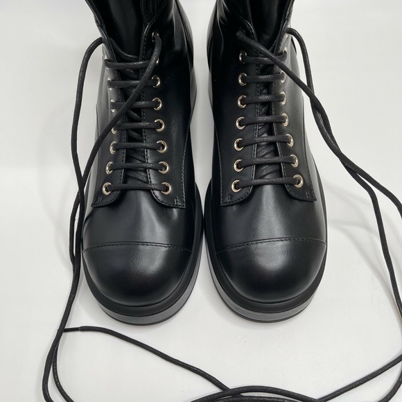 ❌❌SOLD Chanel NIB Black Flying Combat Military Lace Up Leather CC Logo Boots - Picture 8 of 13